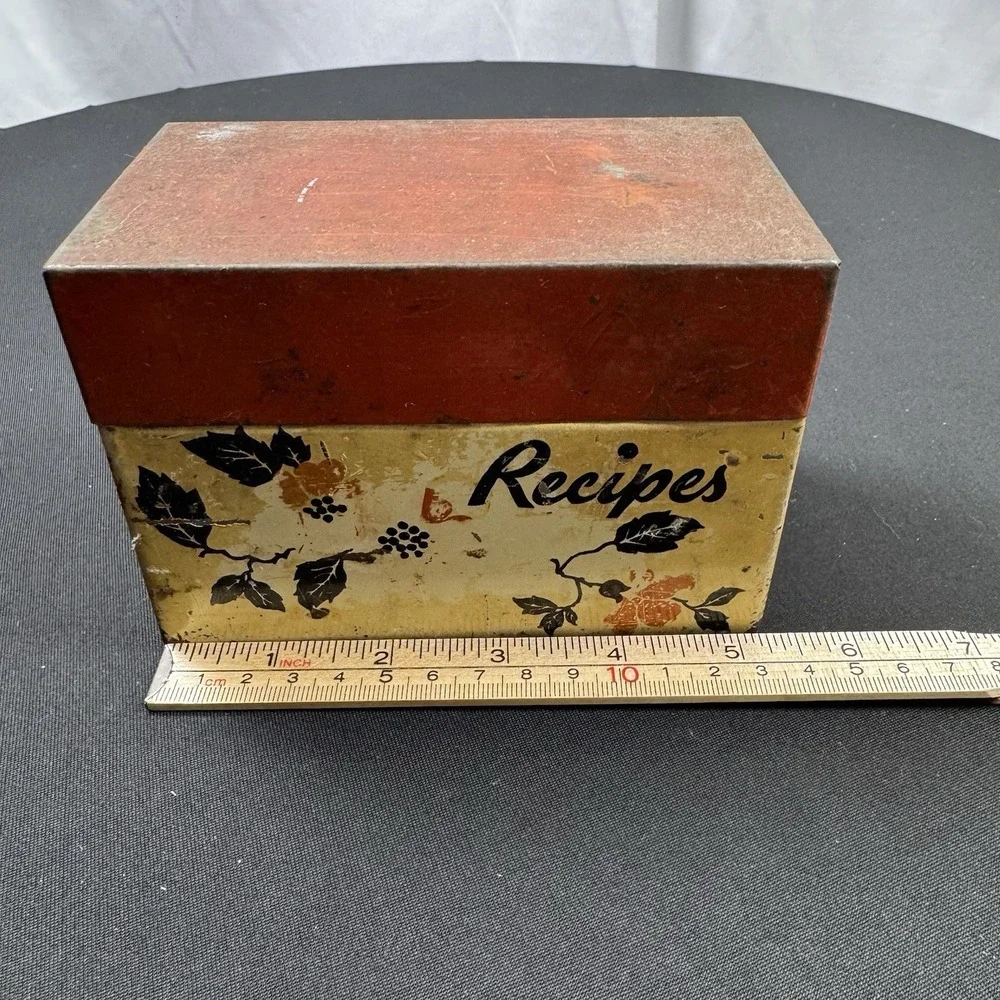 Vintage Tin Metal Recipe Box by‎ Ohio Art, Hall Red Poppy Pattern